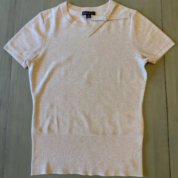 Brooks Brothers Shimmer Knit Short Sleeve Short Sleeve Sweater - Picture 3 of 12